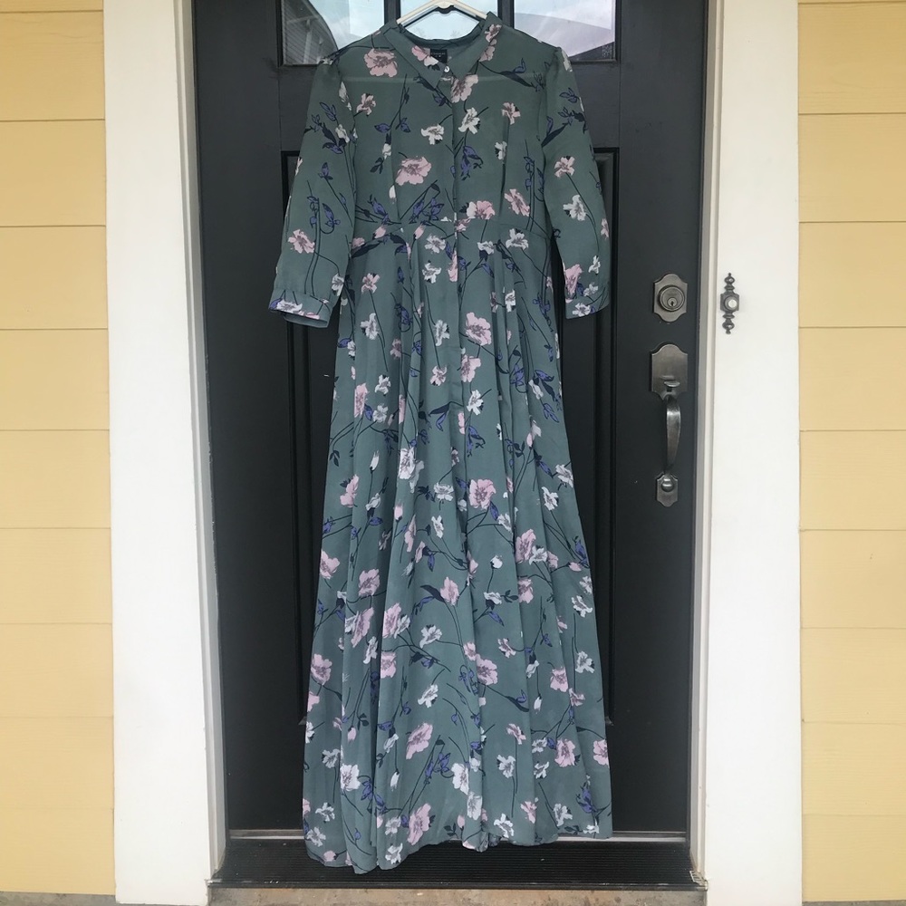 Muted teal floral maxi